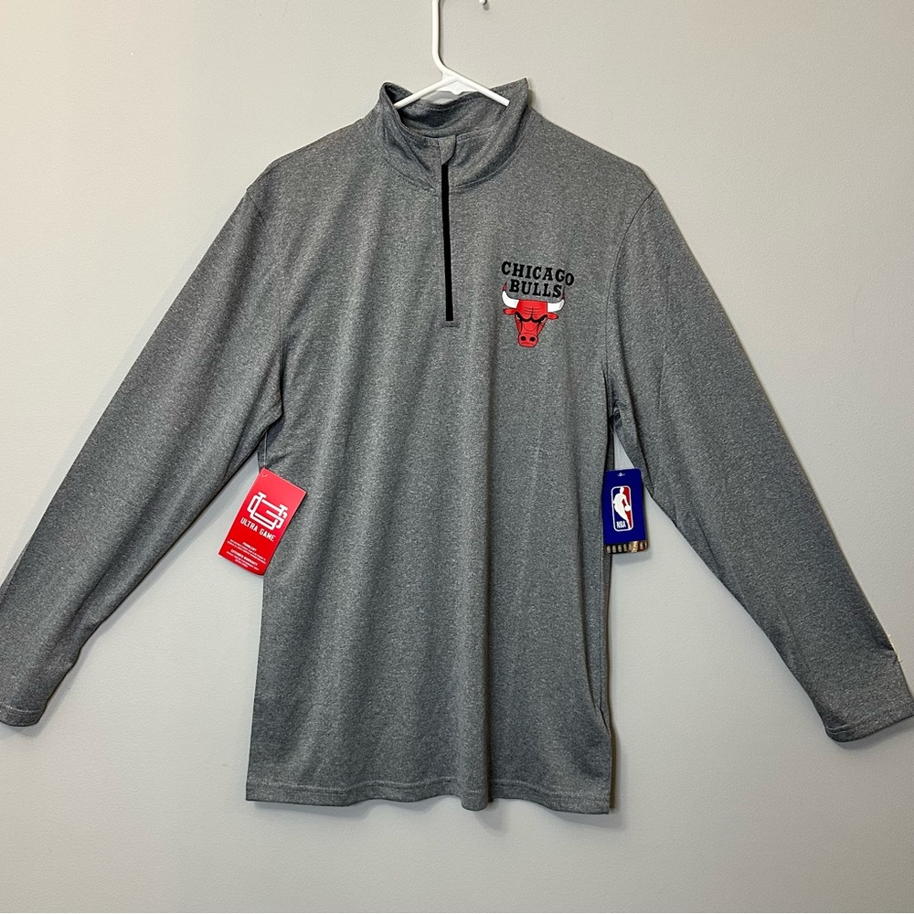 Ultra Game Men’s NBA Official Quarter Zip Chicago Bulls Long Sleeve Pullover M
